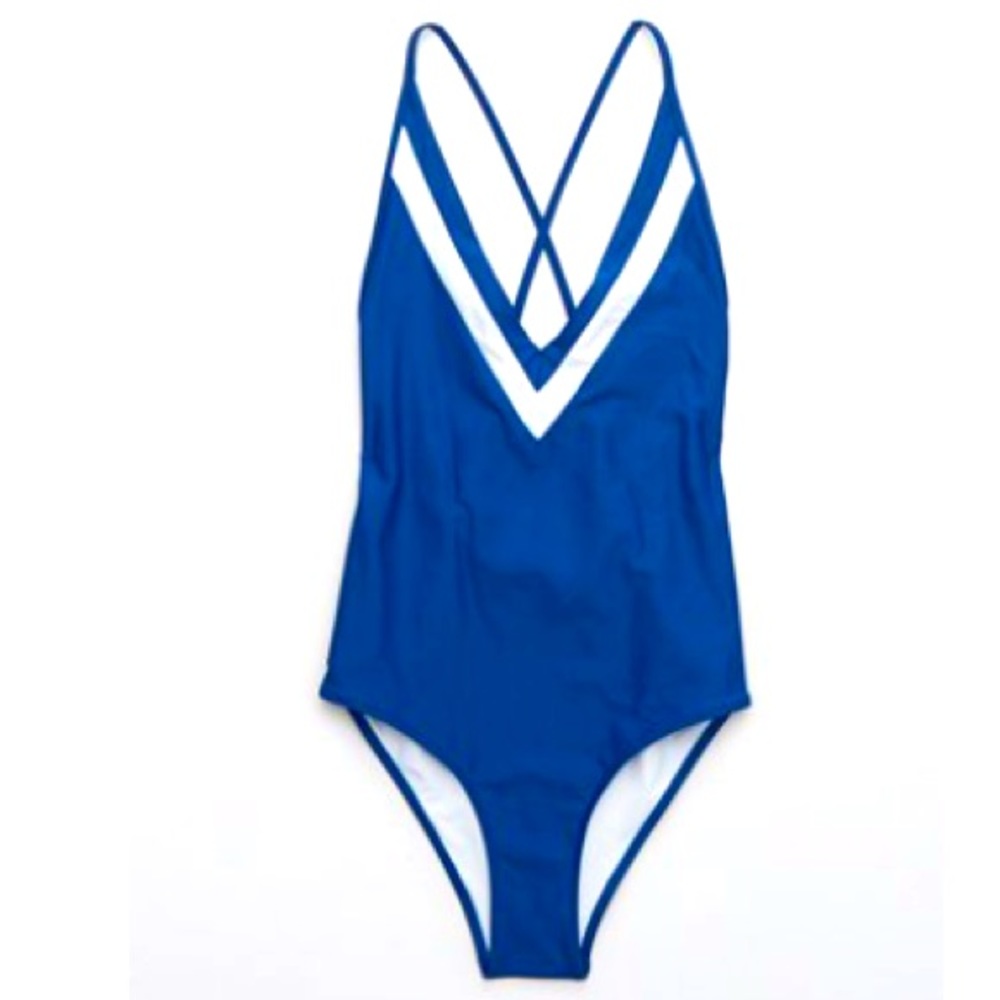 Plunging V Neck One Piece Swimsuit